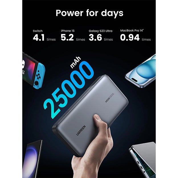 UGreen 25 000mAh 145W Nexode Power Bank - Space Grey
