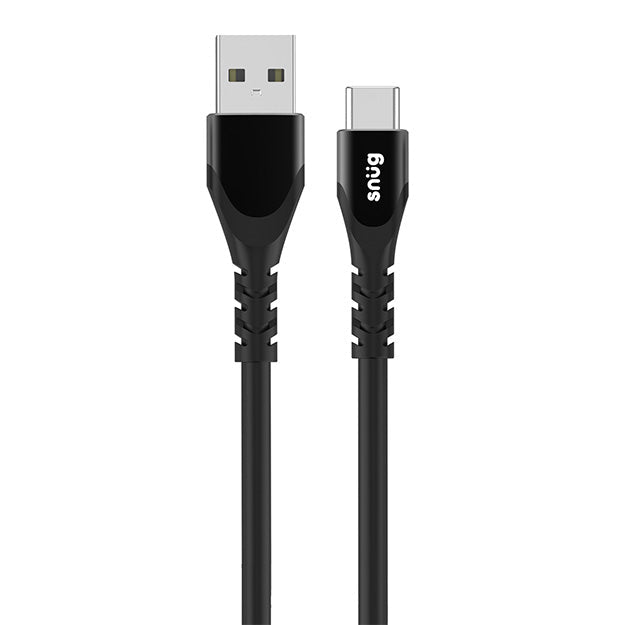 Snug USB-C To USB-A Silicone Charging And Data Transfer 1.2m Cable - Black