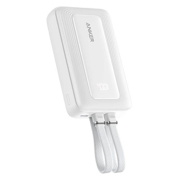 Anker Zolo 10000mAh 35W Power Bank With Dual Built-In USB-C Cables - White