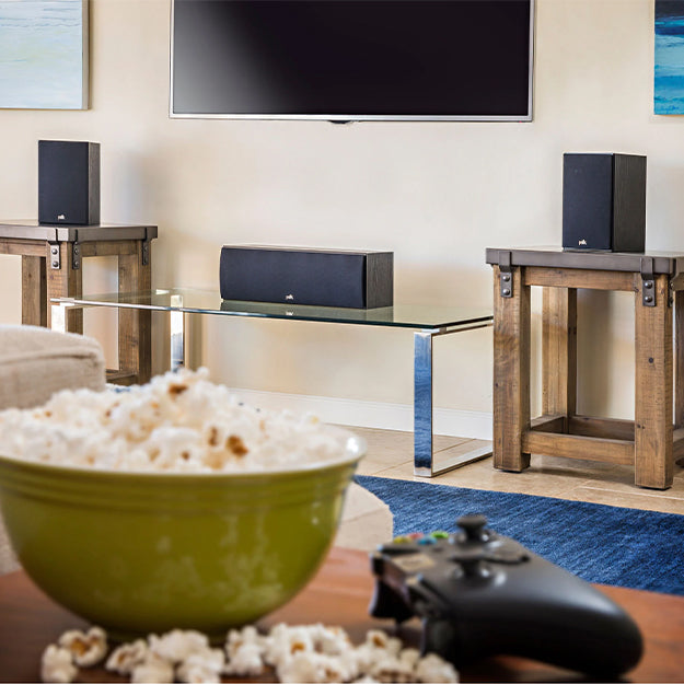 Polk T50 5.0 System Bundle With Denon AVRX580BT Network AV Receiver - Black