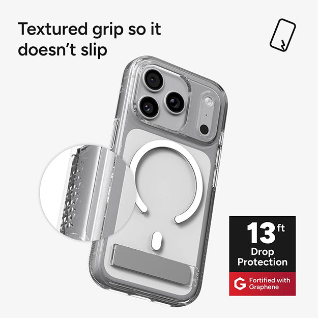 Zagg Crystal Palace Snap MagSafe Case With KickStand For Apple iPhone 18 PRO / 17 PRO - Clear