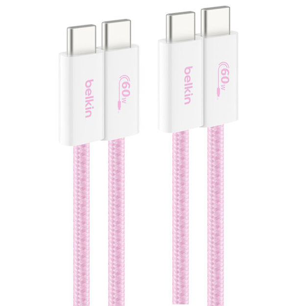 Belkin 1.5m USB-C To USB-C 60W Braided Charging Cable (2 Pack)