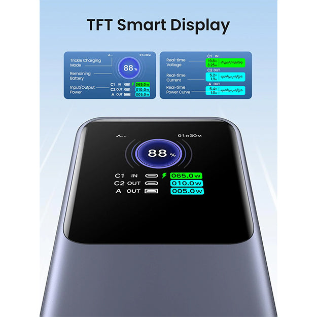 UGreen 25 000mAh 200W Nexode Power Bank With Smart Digital Display - Space Grey