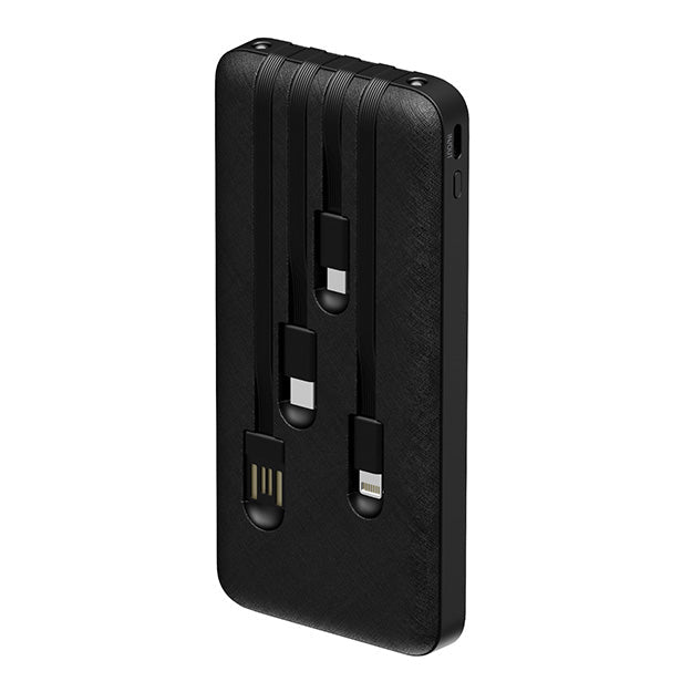 Snug 10000mAh Power Bank With 4 Built In Cables & Built In LED Torch - Black