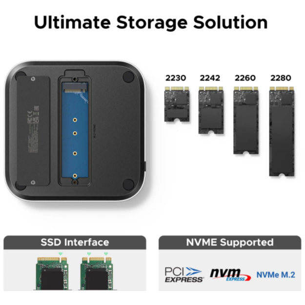 UGreen Mac Mini M4/M4 Pro Dock 11-in-1 With M.2 NVMe SSD Enclosure - Silver