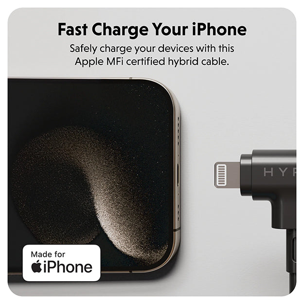 Hyper Juice USB-C And Lightning Hybrid Silicone Cable (1.5m/5ft)