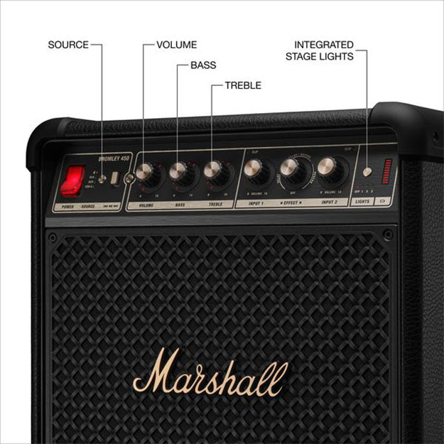 Marshall Bromley 450 Moveable Bluetooth Speaker - Black & Brass