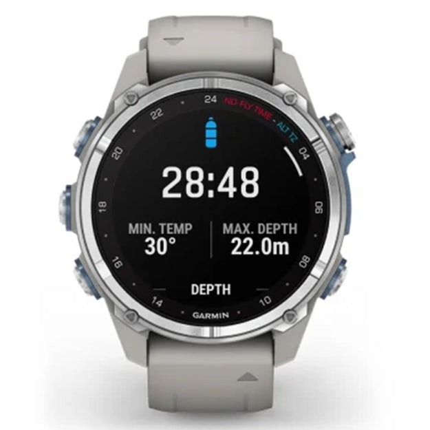 Garmin Descent MK3 Dive Watch 43 mm - Stainless Steel With Fog Grey Silicone Band