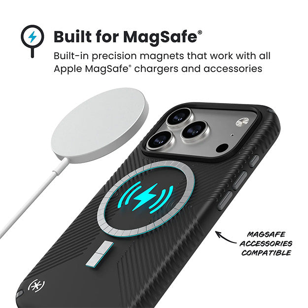 Speck Presidio2 Grip Case With MagSafe For iPhone 17 PRO - Black/Slate Grey