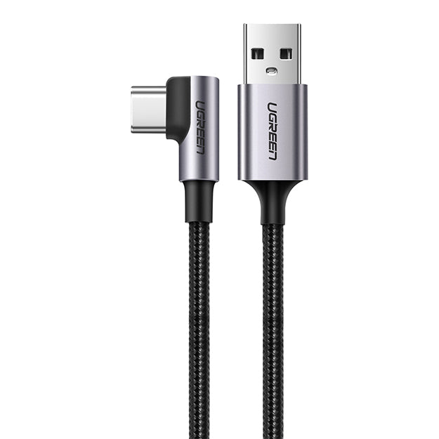 UGreen USB To Type-C Right Angle Braided Cable – 2 Meter - Black