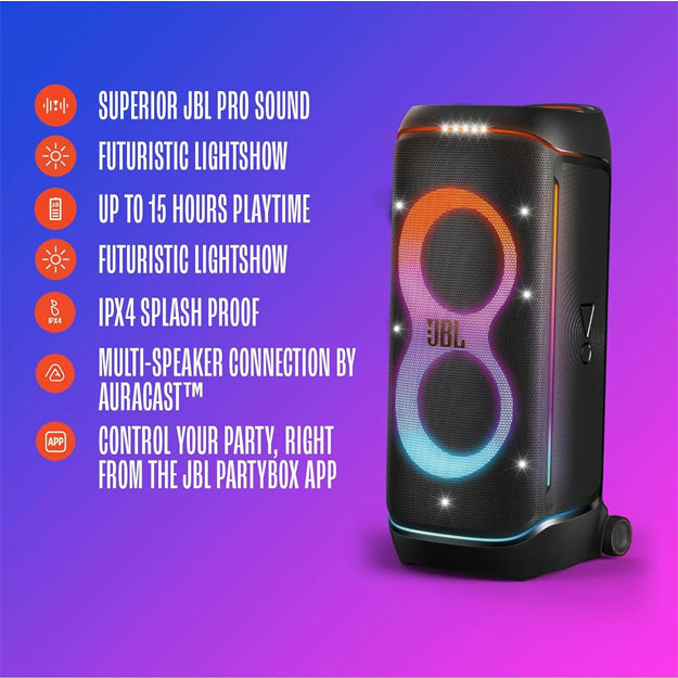 JBL PartyBox 720 Bluetooth Party Speaker With 2 JBL Wireless Microphones - Black