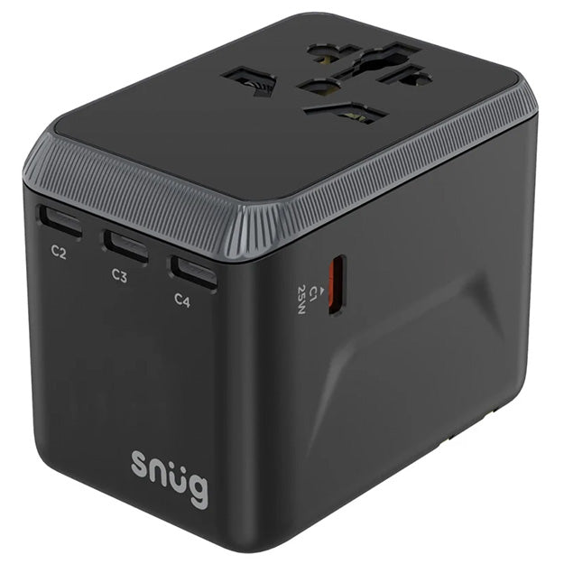 Snug 5 Port Universal Travel Adapter - 45W - Black