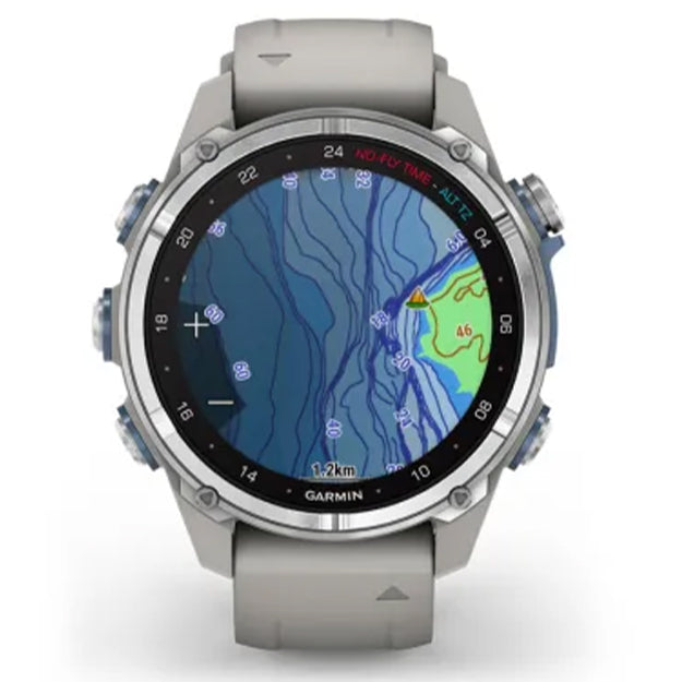 Garmin Descent MK3 Dive Watch 43 mm - Stainless Steel With Fog Grey Silicone Band