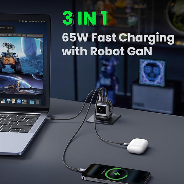 UGreen 3 Port 65W GaN USB-C Nexrode Wall Charger