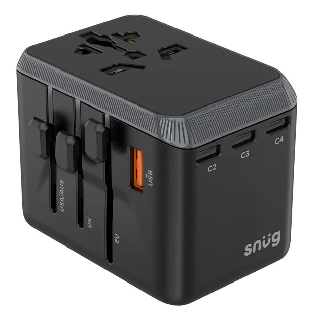 Snug 5 Port Universal Travel Adapter - 45W - Black