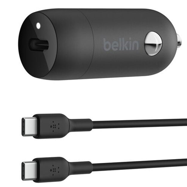 Belkin BoostCharge 30W USB-C Car Charger + USB-C To USB-C Cable - Black