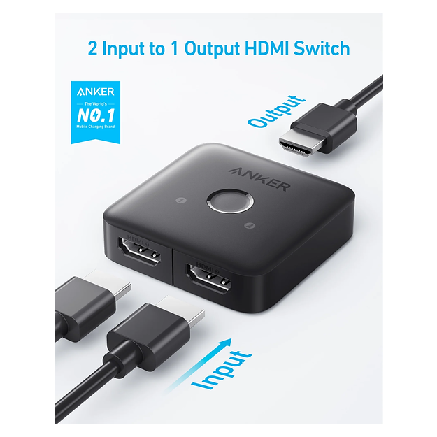 Anker HDMI Switch (2 in 1 Out, 4K HDMI) - Grey