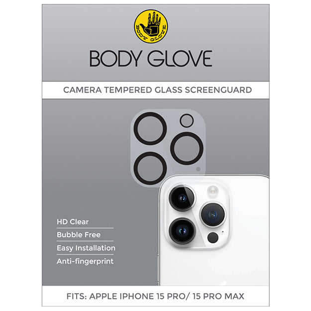 Body Glove Tempered Glass Camera Screen Protector For iPhone 15 Pro / 15 Pro Max - Clear