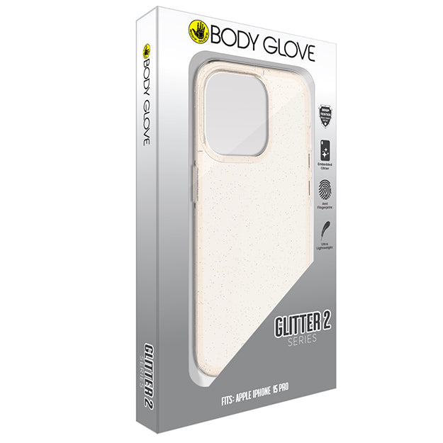 Body Glove Glitter2 Case For iPhone 15 Pro - Clear Rose Gold