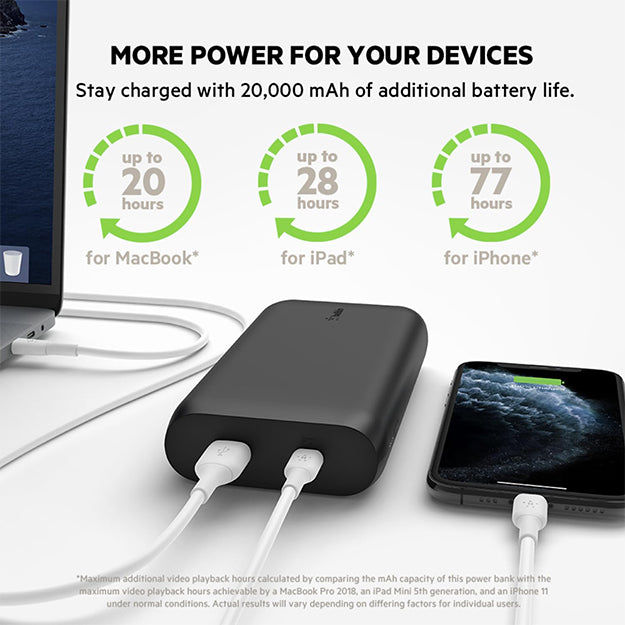 Belkin BoostCharge 20000mAh 30W USB Type-C Power Bank - Black