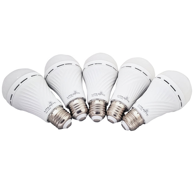 LiteMate Smarthome A60 7-Watt E27 Rechargable & Dimmable 3 Stage LED Lamp (5 Pack)