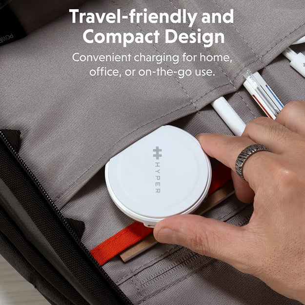 HyperJuice Qi2 2-in-1 Magnetic Charging Stand USB-C - White