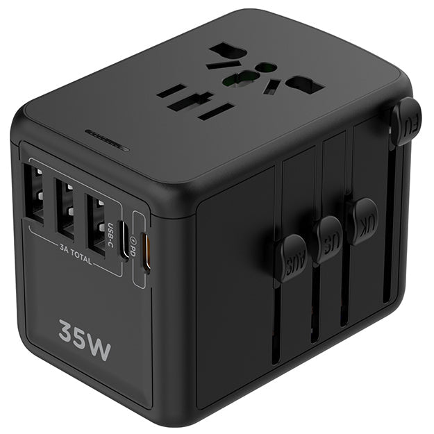 Snug 5 Port Universal Travel Adapter – 35W - Black