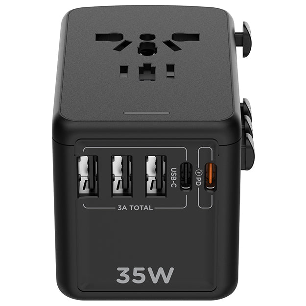 Snug 5 Port Universal Travel Adapter – 35W - Black