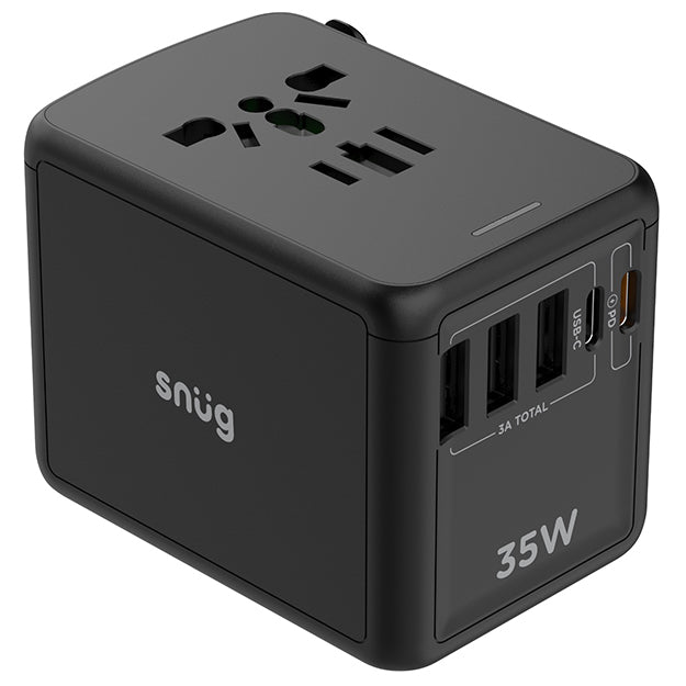 Snug 5 Port Universal Travel Adapter – 35W - Black
