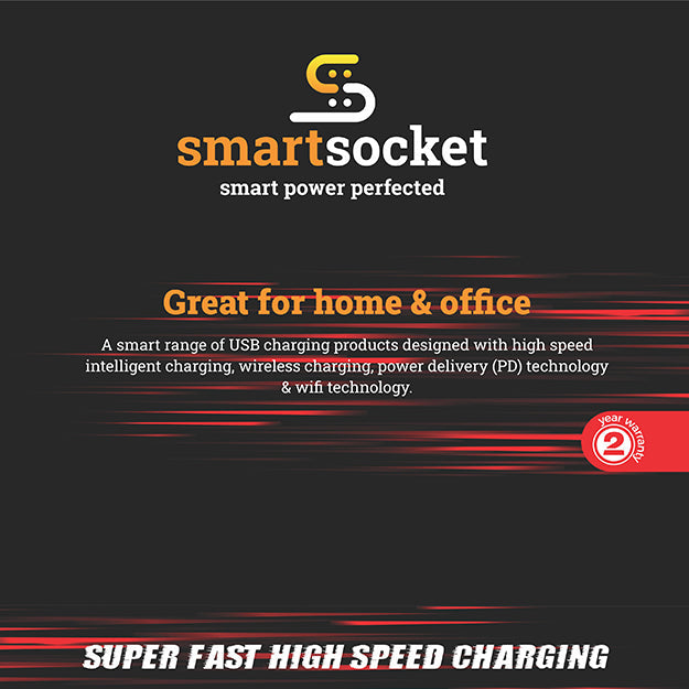 SmartSocket Compact USB Power Hub With PD 3.1AMP USB + 30 WATT PD - White
