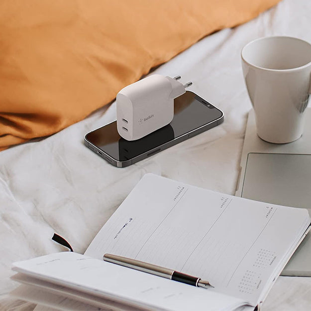 Belkin BoostCharge 40W Dual Port USB-C PD Wall Charger - White