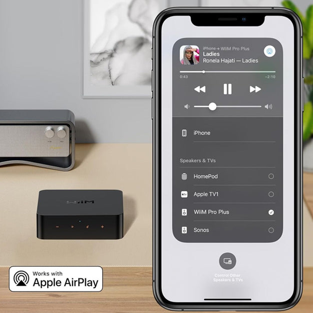 WiiM Pro Plus AirPlay 2 Receiver & Multiroom WiFi Music Streamer - Black (Unboxed Deal)