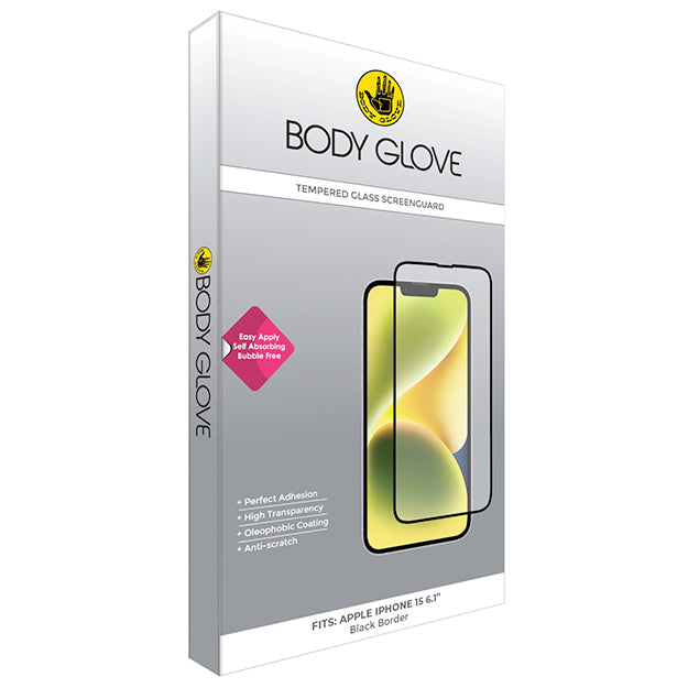 Body Glove iPhone 15 Tempered Glass Screen Protector - Clear With Black Border