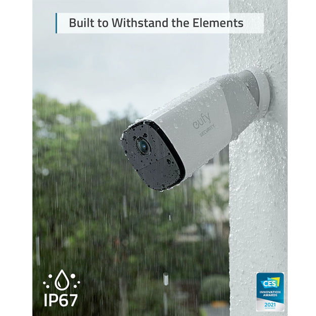 Eufy Cam 2 Pro Security Cameras (2 x 2K Cameras + Homebase Kit) Bundle - White
