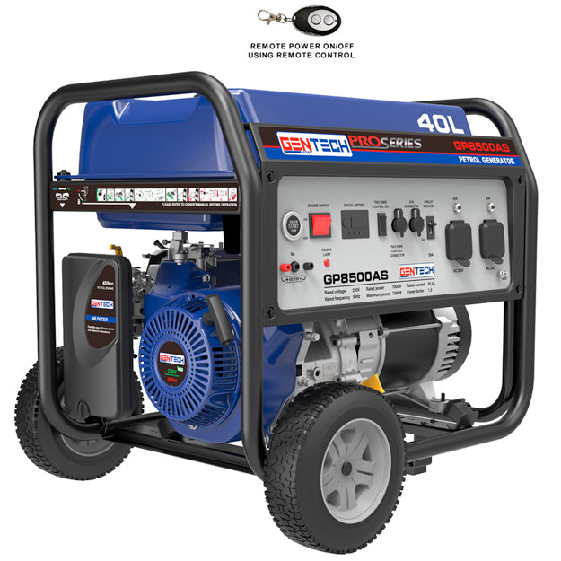 Gentech 7.5kVA Electric Start Petrol Generator With 2-Wire Connection - Blue