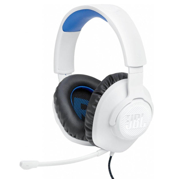 JBL Quantum 100P Console Wired Over-Ear Gaming Headset With Detachable Mic - White/Blue