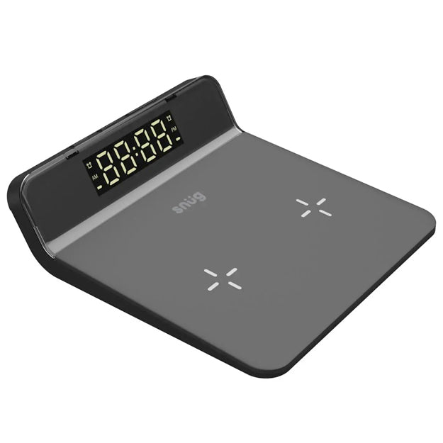 Snug Clock With Wireless Duo Charging Pad 10W - Black