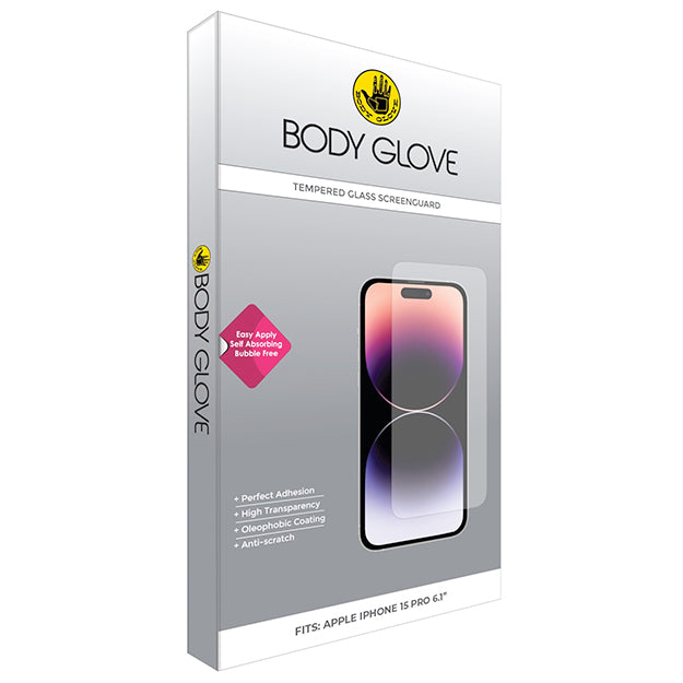 Body Glove iPhone 15 PRO Tempered Glass Screen Protector - Clear